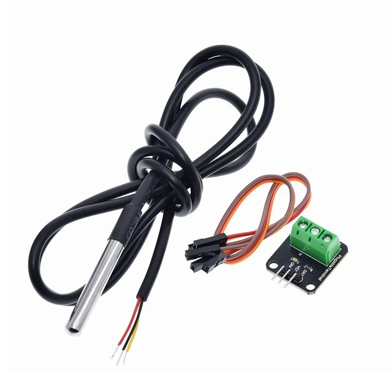 Kit de módulo de Sensor de temperatura B03B-DS18B20, adaptador de Terminal de sonda de Cable de Sensor Digital resistente al agua de 100CM para Arduino
