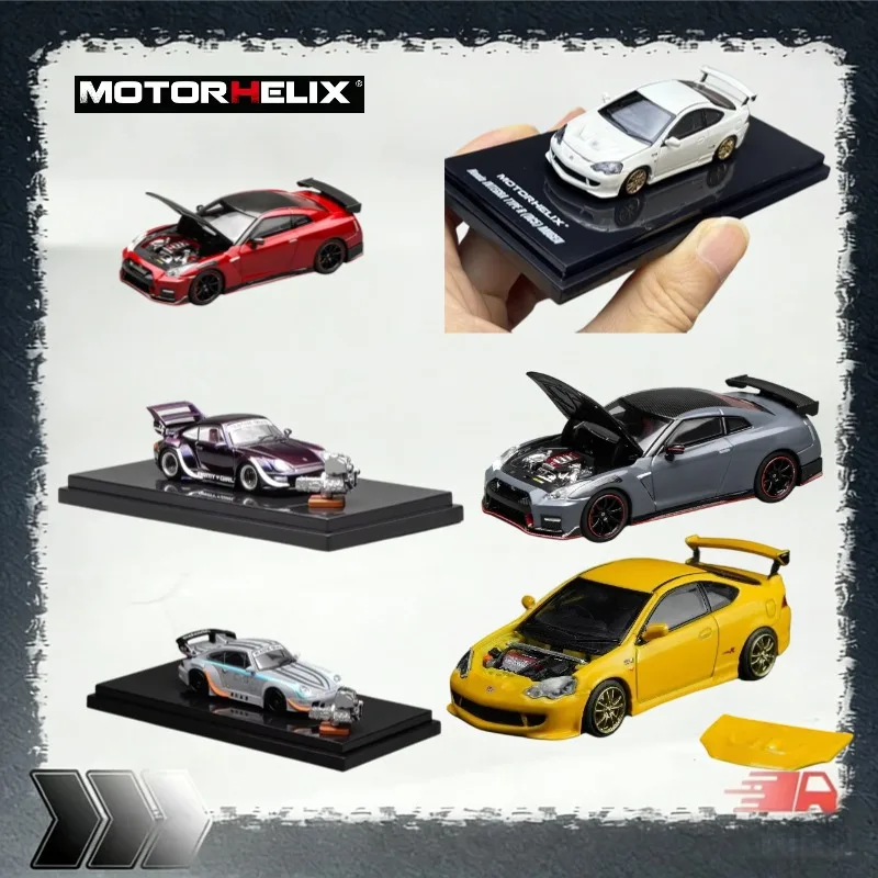 [In Stock] Motorhelix 1/64 Diecast Honda Integra Type‑R Mugen, Removable Hood & Engine Detail, Collectible Car Model With Base