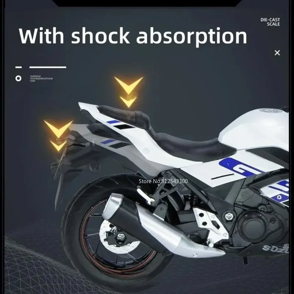 1/12 SUZUKI GSX-250SR Motorcycle Model Toys Alloy Diecast Racing Motor with Sound Light Scale Model Motorcycle Kids Toy Gifts