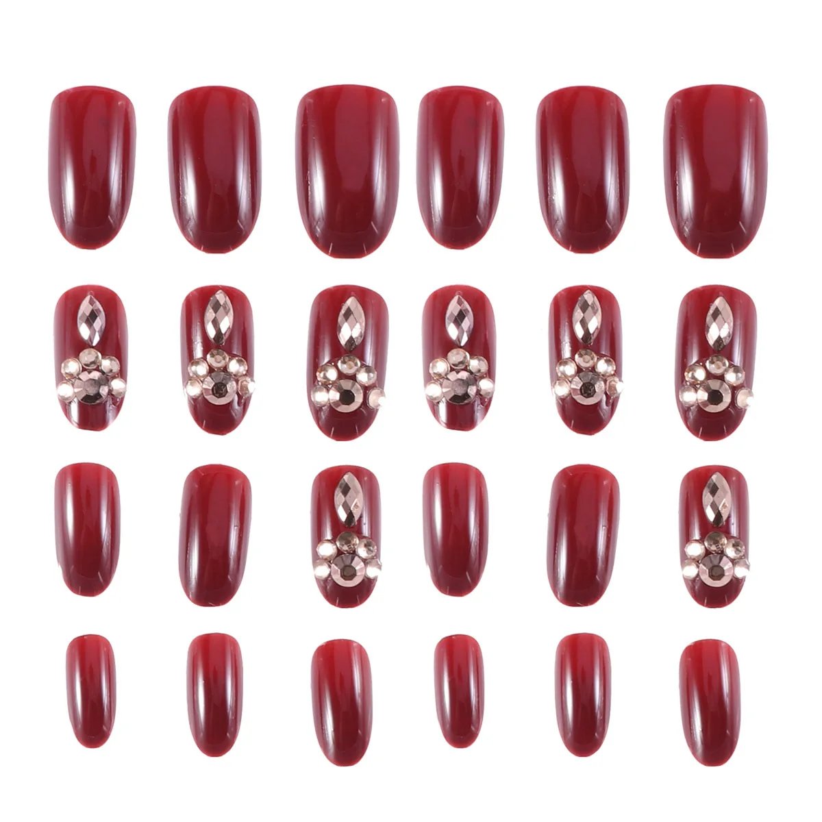 

24Pcs Full Cover Dark Red False Nails Durable Easy to Trim No Smell Stylish DIY Accessory for Women Manicure Women False Nails