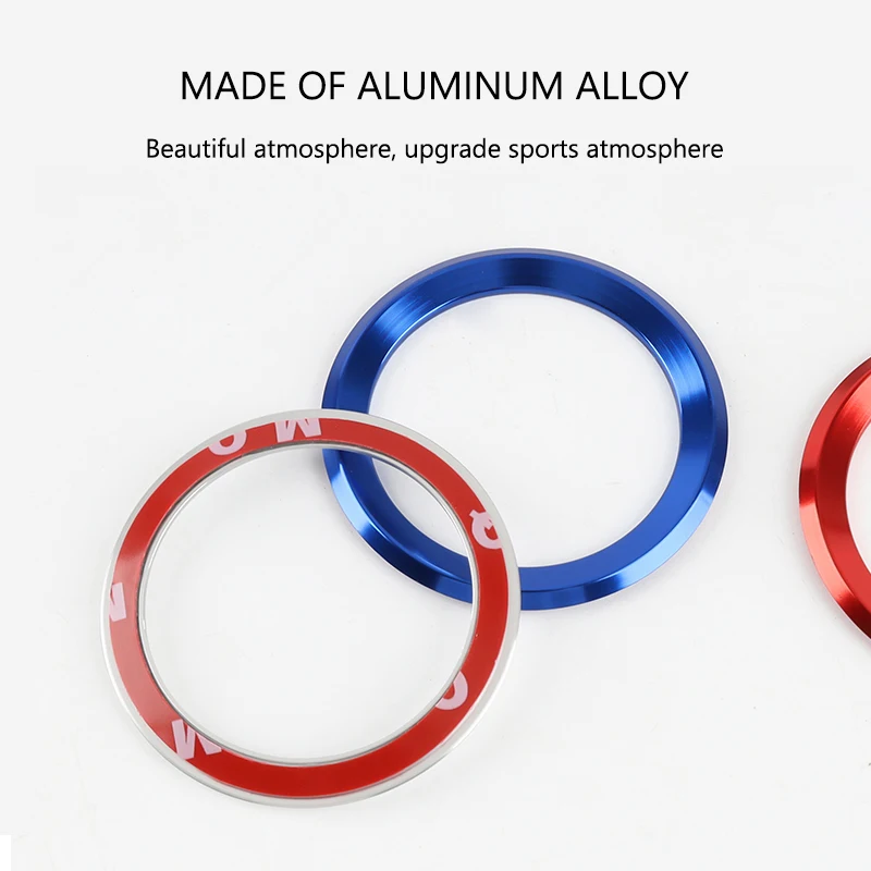 Blue/Red/Silver Car Steering Wheel Decoration Ring Auto Styling Circle Sticker For BMW M3 M5 E36 E46 E60 E90 E92 X1 F48 X3 X5 X6