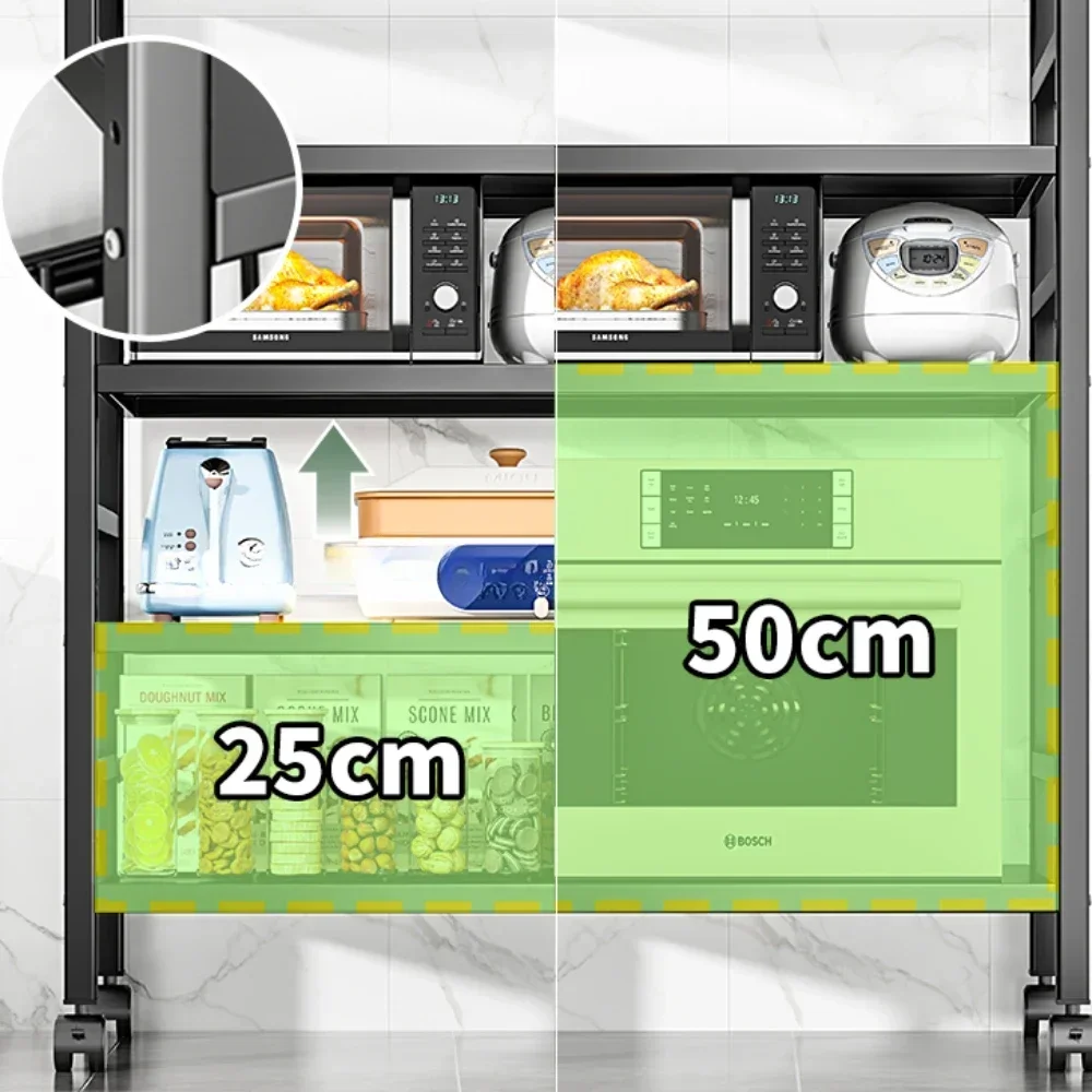 Keukenopbergmand Meerlaagse vloer Kamer Trolley Rek Keukentrolley Opbergmand Verplaatsbaar pottenrek Magnetronplankwagen