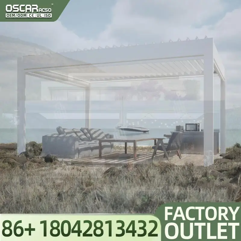 Modern Slats  for Outdoor Wall Mounted with Powder Coated Frame Pressure Treated Wood Natural Style Pergola
