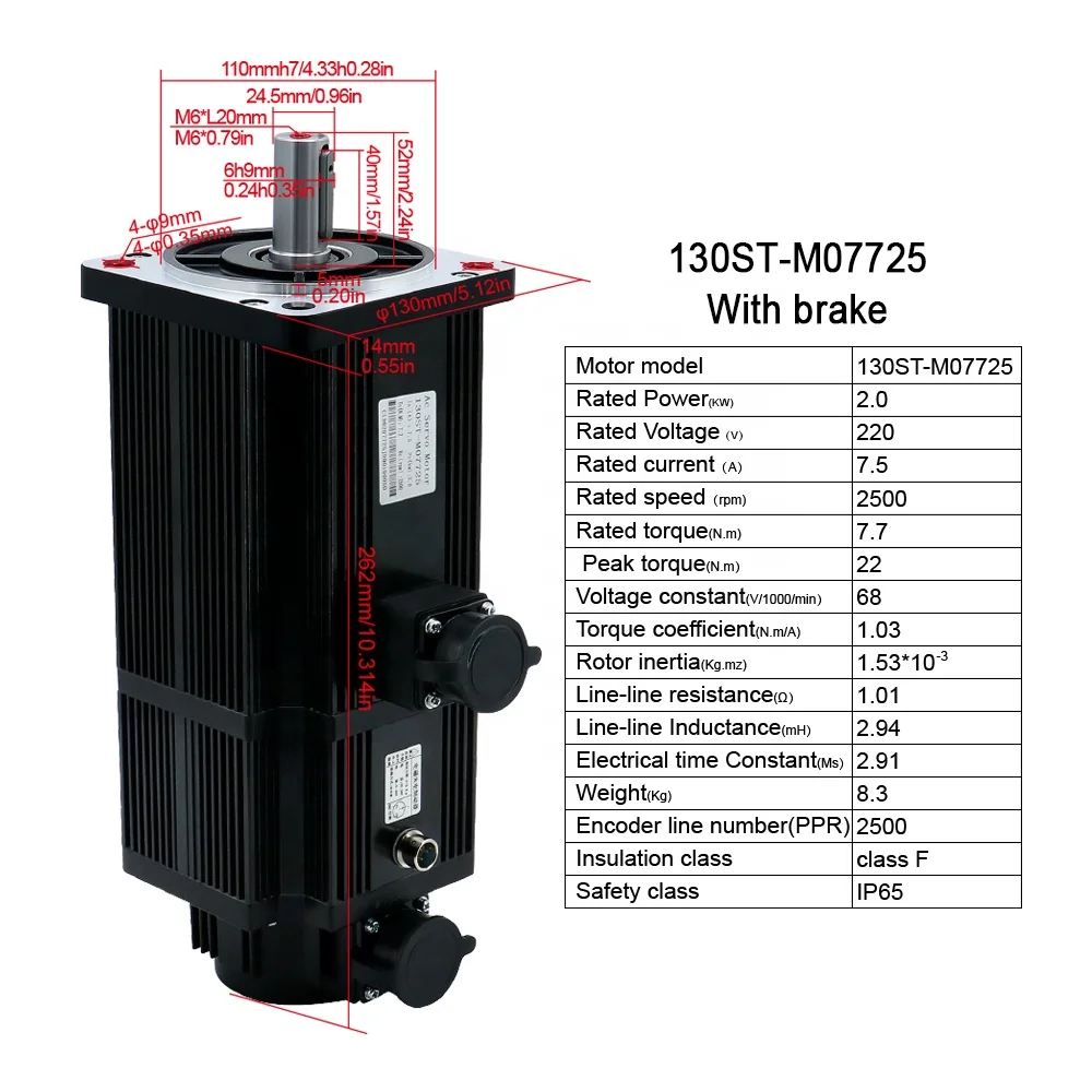 HLTNC 2000 واط 2KW 7.5A 220 فولت 2500 دورة في الدقيقة 7.7NM 130ST-M07725 محرك سيرفو عدة لآلة النجارة لآلة النجارة باستخدام الحاسب الآلي