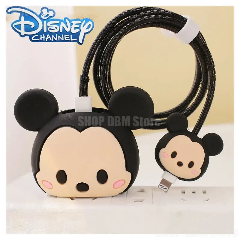 

Disney Mickey Minnie Mouse for Apple 18/20W Adapter Charger Case with Cable Bite Protector Cute TPU Soft Protective Data Cable