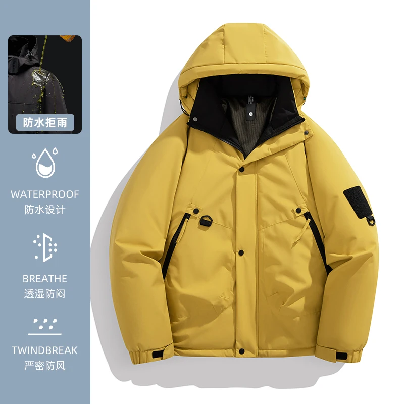 

Thiened American Sle Мужская рабочая одежда Хлопковая куртка Осень-зима Уличное тепло Модное брендовое пуховое хлопковое пальто Модное пальто унисекс