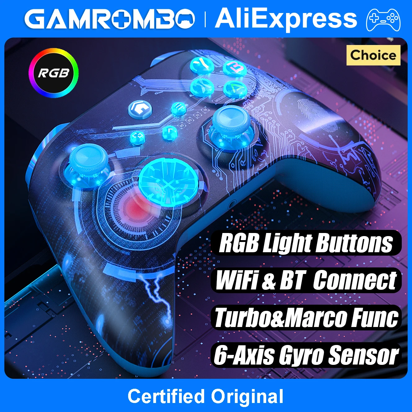 

For XBox One/Series S/X/PC Wireless Controller Adjust RGB Light Hall Effect Gaming Joystick Dual Vibration 6-Axis Gyro Gamepads