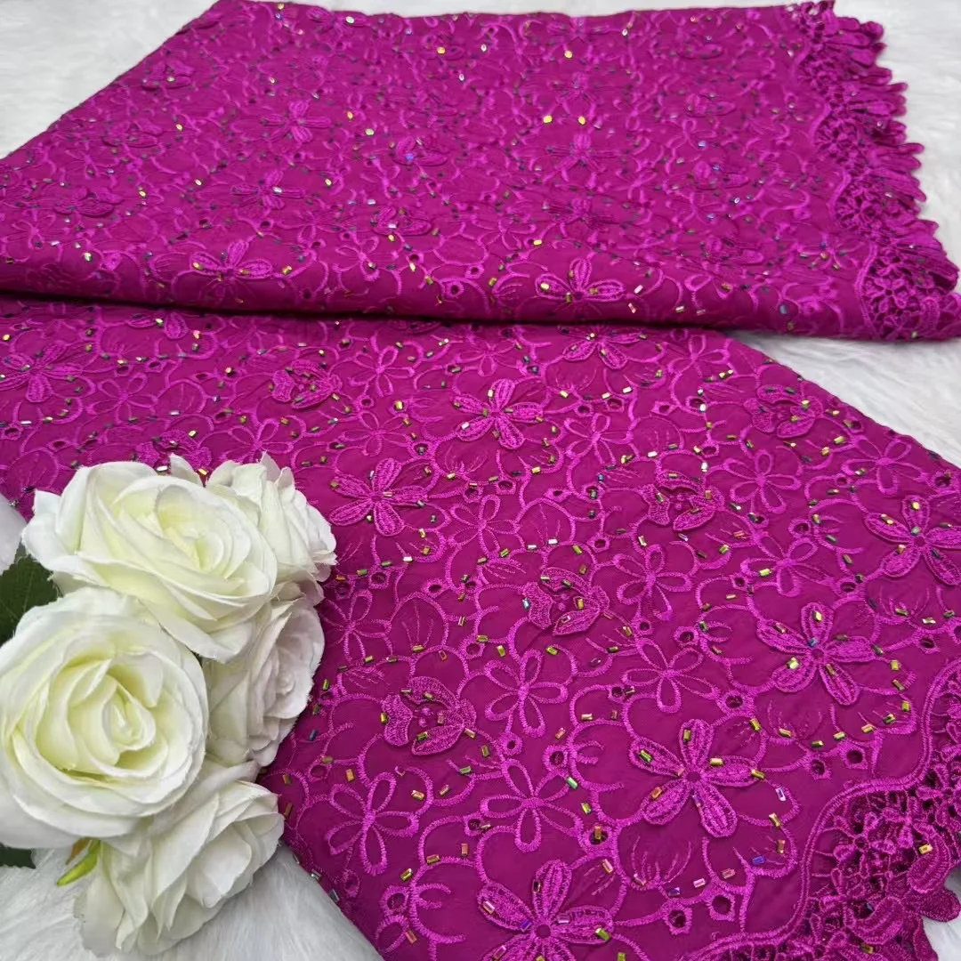 African Chiffon Lace Fabric 2026 High Quality Lace Material French Rose Red Lace Fabrics For Women Wedding