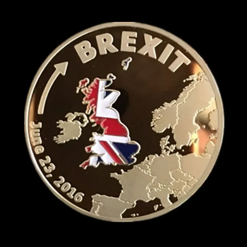 5 Pcs The 2016 Brexit badge England exit the European 24K real gold plated Elizabeth 40 x 3 mm decoration coin