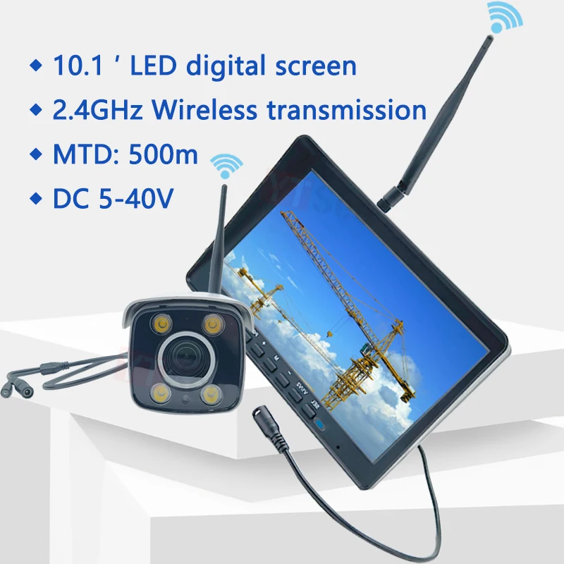 AHD1080p30x cámara inalámbrica con zoom óptico y juego de pantalla inalámbrica de 10,1 pulgadas para grúa, torre, carretilla elevadora, vehículo
