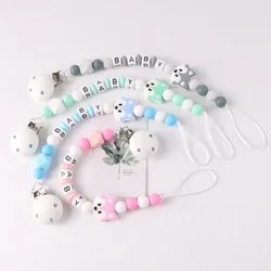 Clip per ciuccio per bambini Nome personalizzato Volpe di cartone animato in silicone BPA gratuito Neonato Manichino Porta capezzoli Clip Catena Giocattoli per la dentizione personalizzati