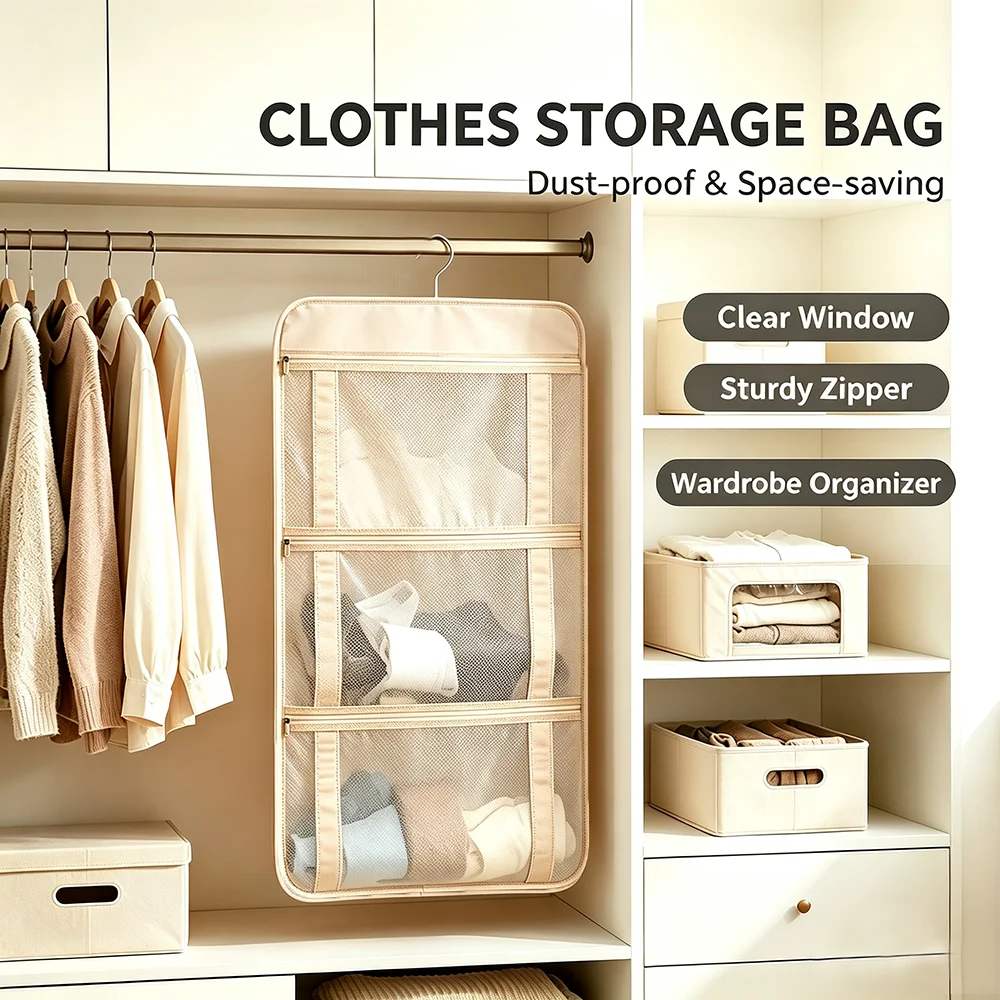 Hanging Clothes Organizer Bag - Multi-Pocket Underwear Socks Storage For Home Wardrobe - Space-Saving Underwear Accessories