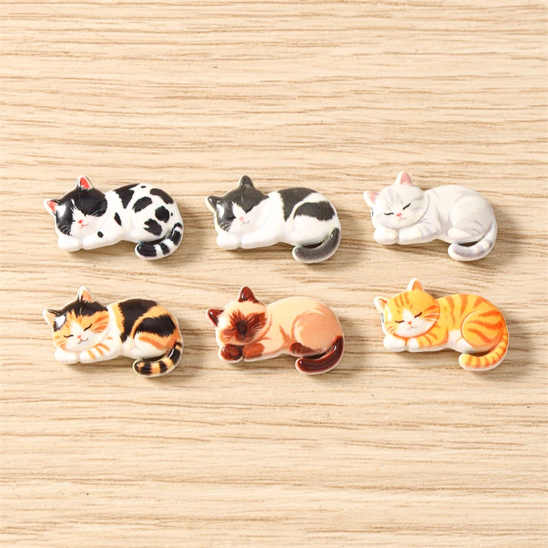 5 Stück 18x11mm Cartoon-Tier-Katzen-Abstandshalter, lose Anhängerperlen für die Schmuckherstellung, DIY handgemachte Armbänder, Halsketten, Bastelzubehör