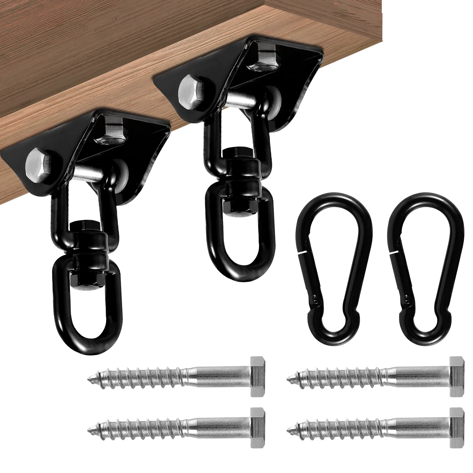 

2PCS/Set Heavy Duty Black Swing Hangers Screws Bolts included Over 1000 lb Capacity Playground Porch Yoga Seat Trapeze Wooden