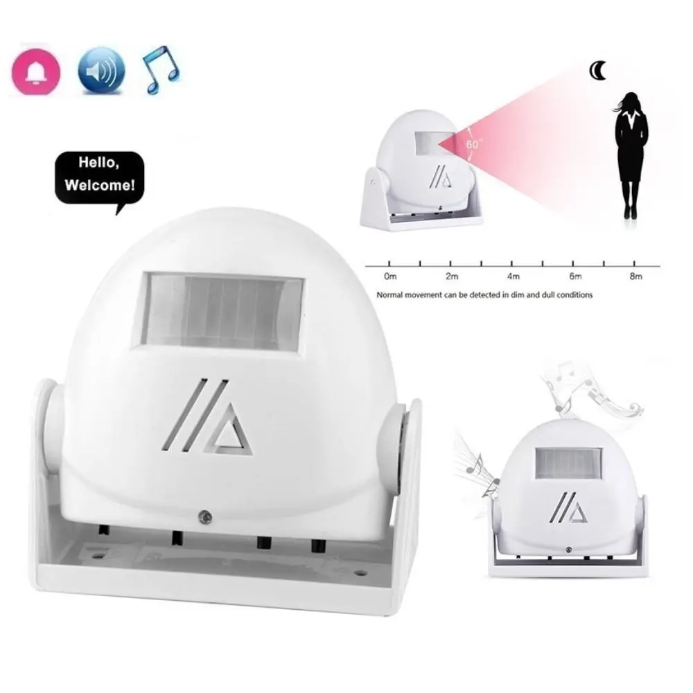 التكنولوجيا اللاسلكية إنذار لاسلكي كشف الحركة وظيفة التنبيه PIR محس حركة الرنين مستشعر الصوت التكنولوجيا جرس الباب #4