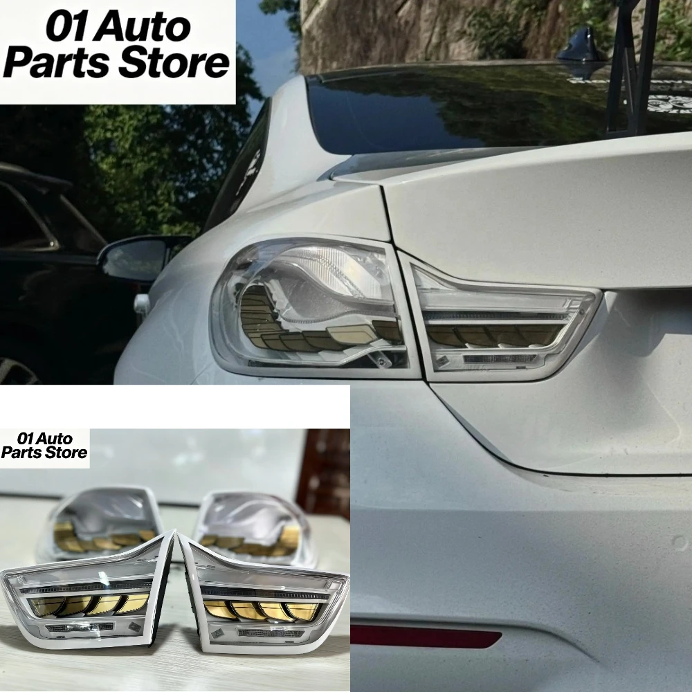 A Set Transparent Chrome Taillights For BMW M4 F32 F36 LED Taillights Handmade Modify Venom Taillights