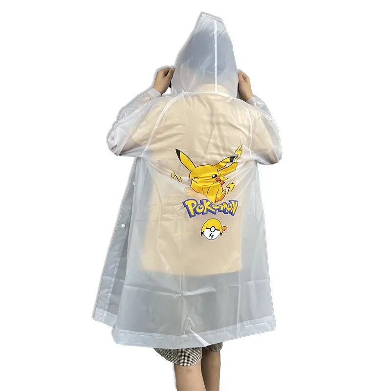 Cartoon Pokemon Pikachu Raincoat Kids Adult Impermeable Waterproof Tourism Outdoor Hiking Rain Poncho Raincoat Hooded Rain Coat