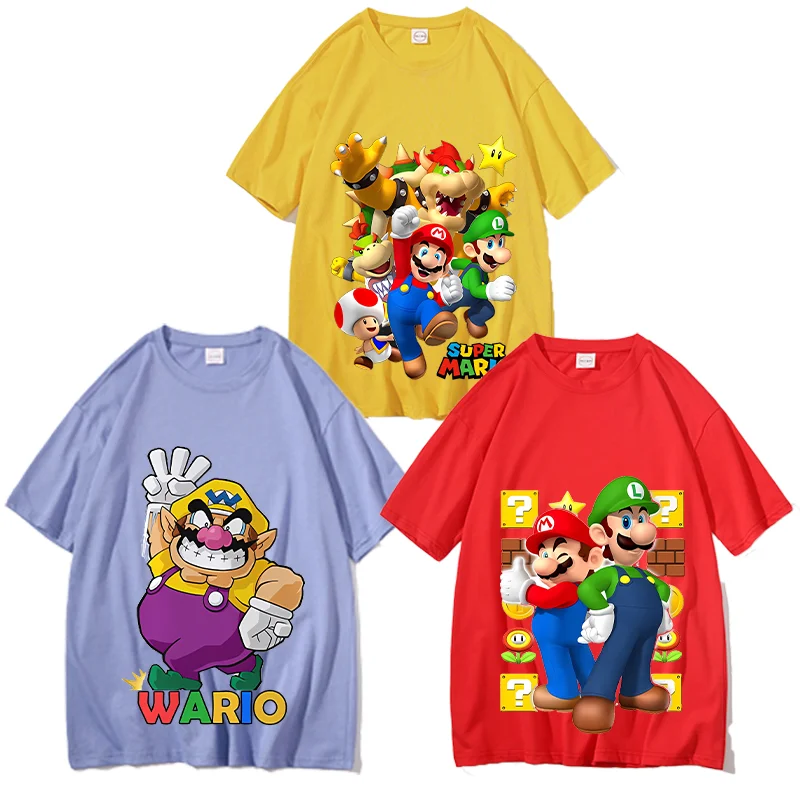 

Super Marios Men T-shirt Game Cartoon Print Tees Adults Summer Short Sleeve Women Casual Clothes Fashion Street Cotton Tops Gift