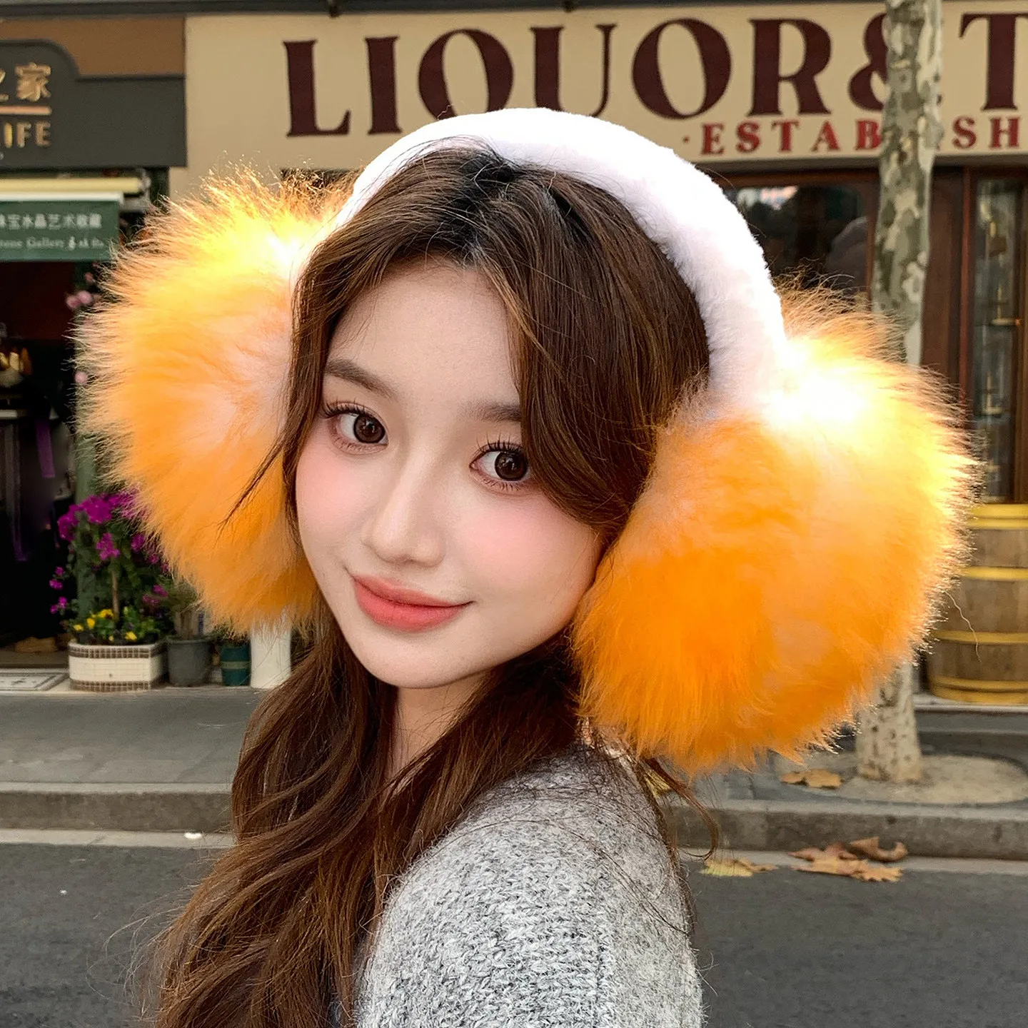 Colorful Extra Large Thick Wool Ear Muffs Warm Sheepskin Ear Covers Cold Proof Long Fur Ear Pads for Winter Protection
