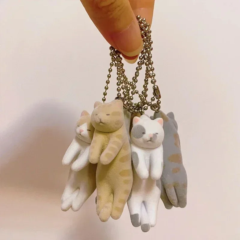 Qualia Gachapon Capsule Toy Tsumada Neko Flocking Cats Mascot Pendants Figurine Bag Purses Ornaments Blind Box Girls Gifts