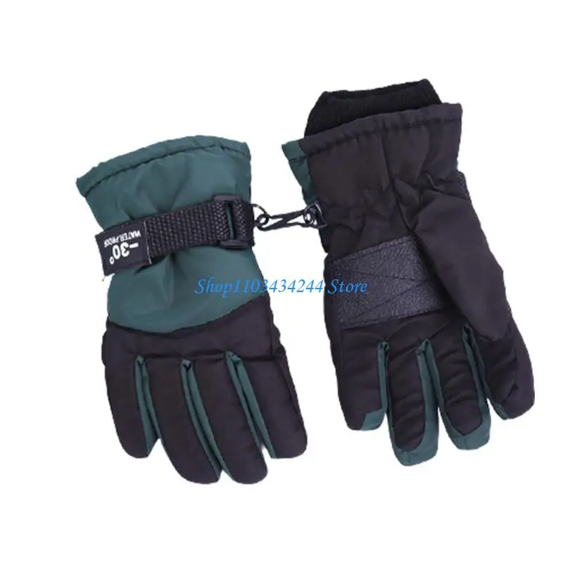 Детские водонепроницаемые утепленные лыжные перчатки с пряжкой для предотвращения потери цвета, многоцветные