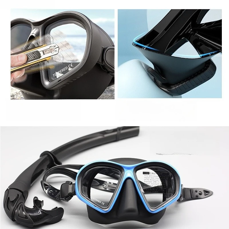 Professional Free Diving Mask Snorkel Gears for Men Women Low Volume Snorkeling Mask with Myopia Option