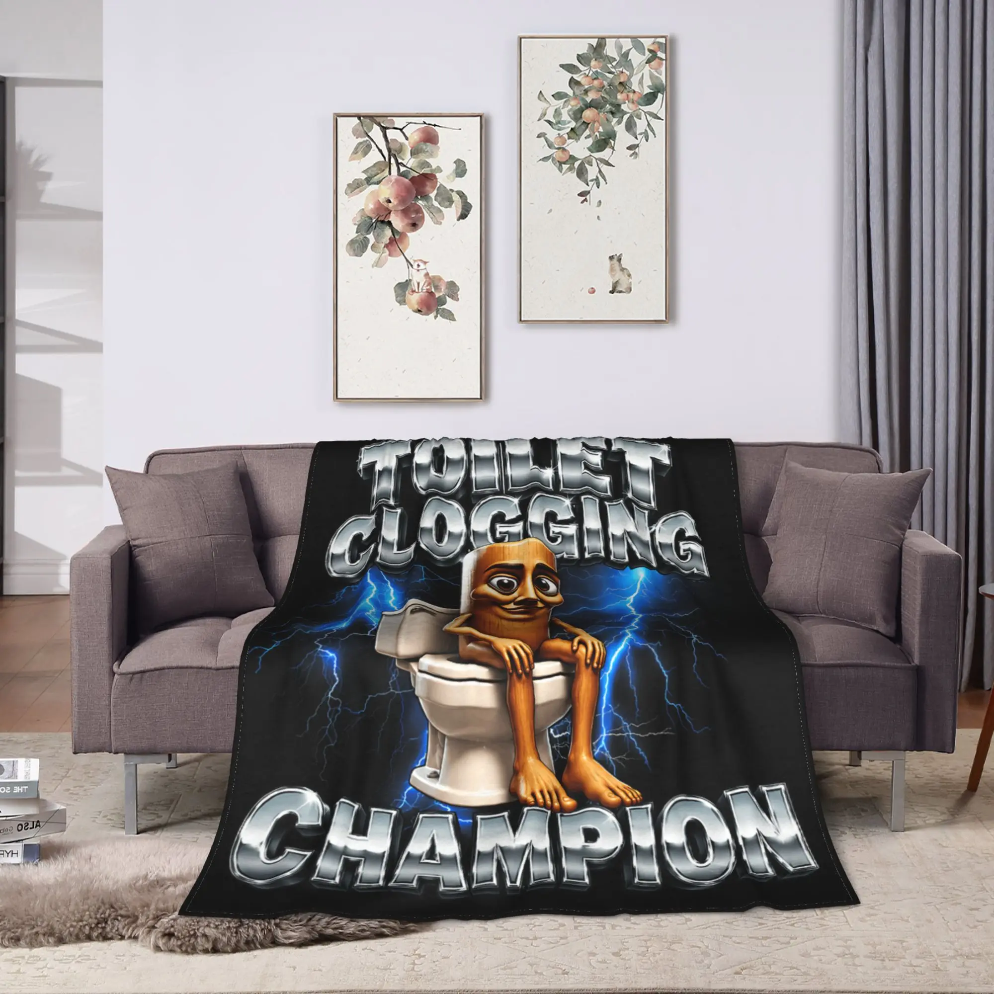 Soft Throw Blanket Camping Toilet Clogging Champion Tung Tung Sahur Blankets Flannel Bedspread For Home Decor Sofa Bed Cover