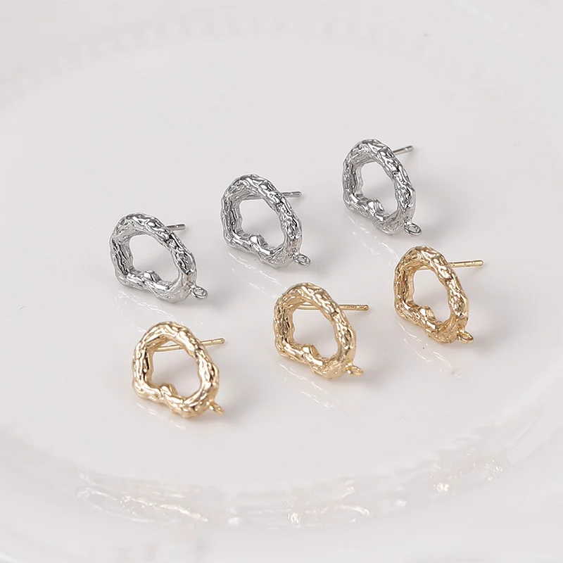 5pair Oval Rectangle Heart Geometric Design Earrings Post Linker Connectors DIY Jewelry Accessories