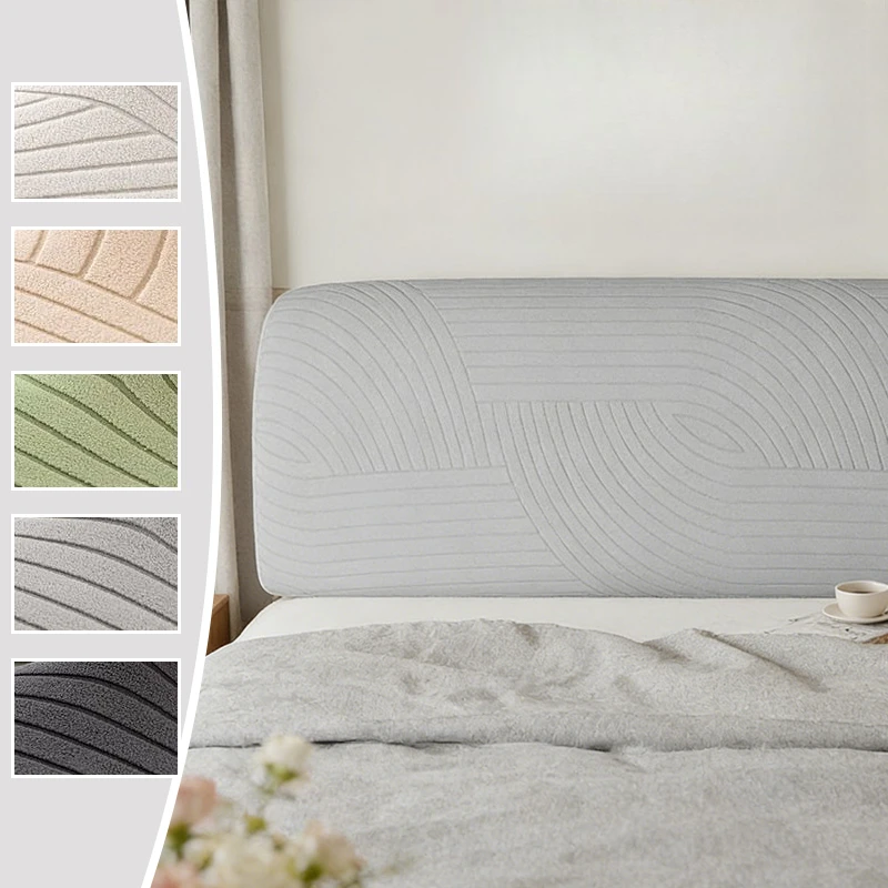 

Solid Color Nordic Style Stretch Bed Head Cover Jacquard Fabric Headboard Slipcover Washable All-season Bed Backrest Protector