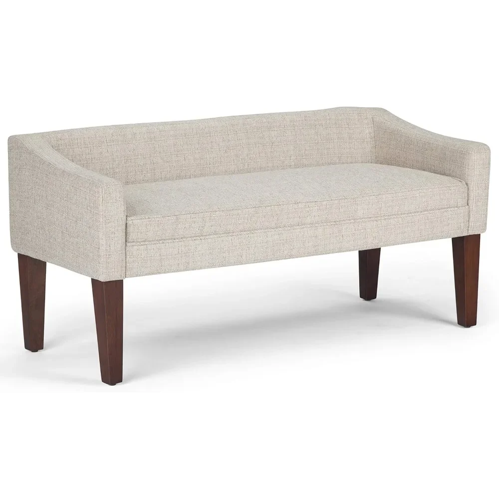 Stylish 50 Inch Wide Bench with Low Back and Swooped Arms - Extra Support and Simple Assembly