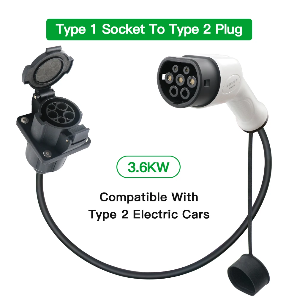 

16A/32A EV Adapter Type 2 EV Plug to Type 1 EV socket IEC 62196-2 Female Type 2 to Type 1 Adapter 1m Cable Customized