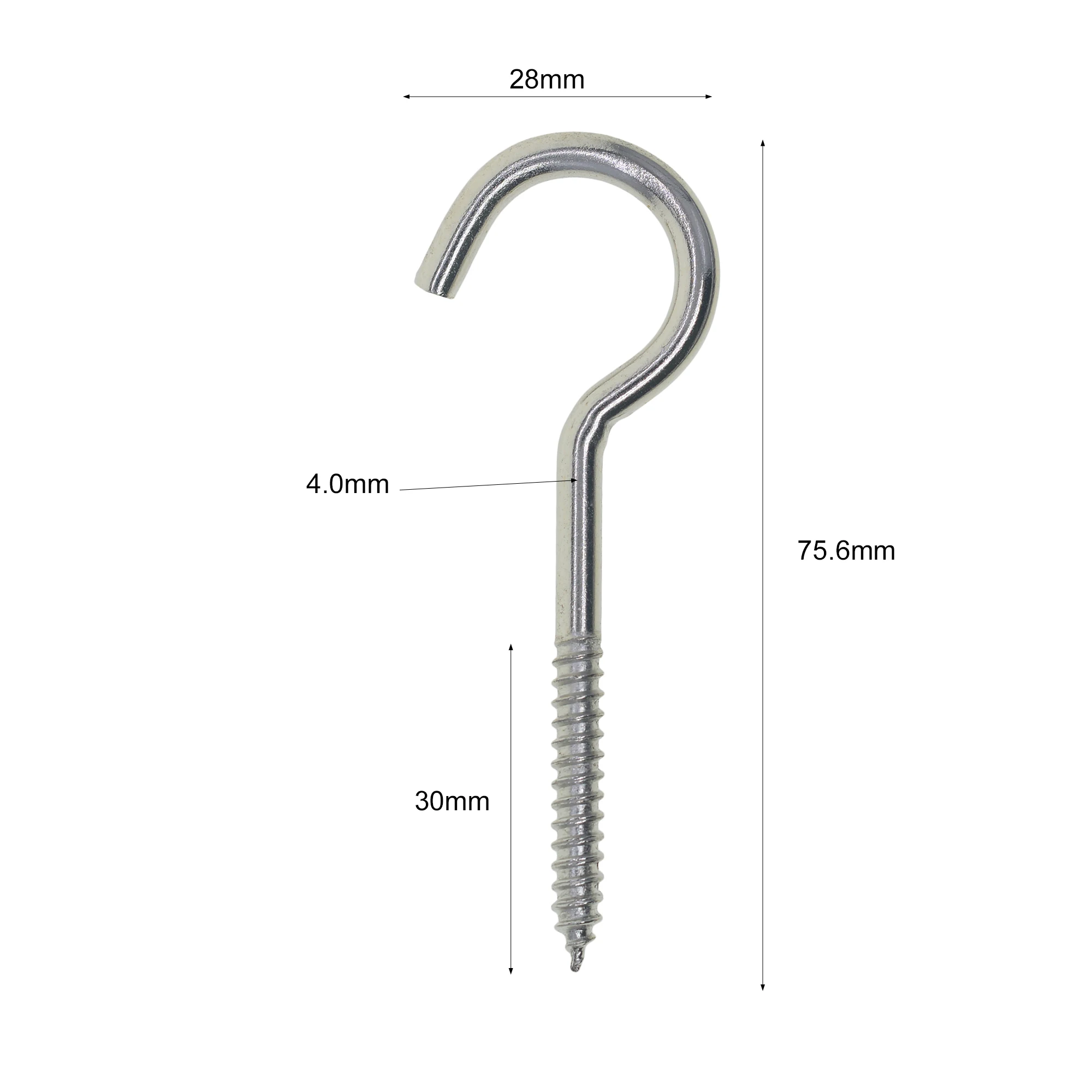 5 pcs 3 inches Eye open Hooks Screw in Heavy Duty Self Tapping Eye Lag Screws Eyelet Screw for Wood Securing Cables Wire