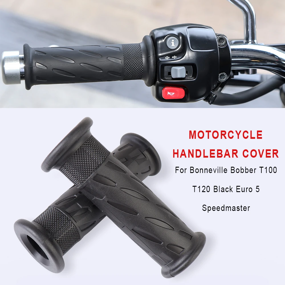 

25mm Motorcycle Handlebar Grips For Triumph Bonneville Bobber Black T100 T120 Euro 5 Rubber Handle Bar Grip Cover Accessories