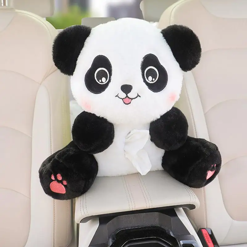 

Cute Panda Car Trash Can with Tissue Holder Cartoon Paper Napkin Case Cute Animals Facial Tissues Boxes Garbage Can Car Storage