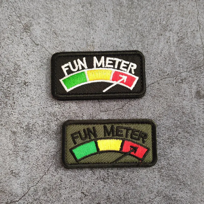 Fuel Gauge Embroidery Patches Creative Fun Meter Tactical  Badges Rectangular Pattern DIY Backpack Sticker For Clothing