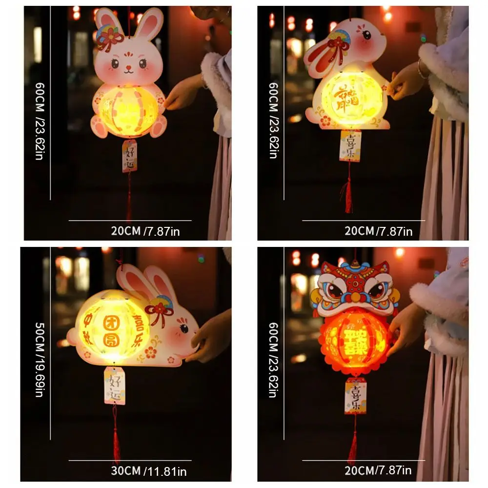 Hanging Rabbit Lantern Luminous Handmade Mid-Autumn Festival Lantern Three-dimensional Awakening Lion Handheld Luminous Lantern - Image 5
