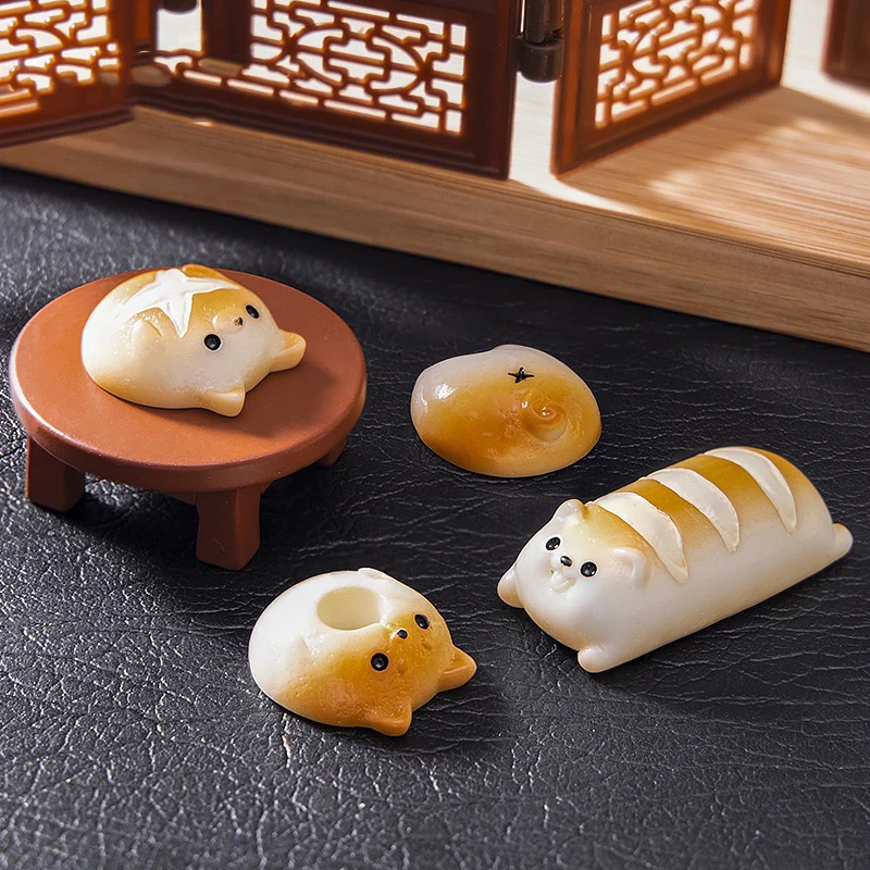 Beagle Bread Resin Miniature Landscape Ornament Creative Table Top Cake Decoration Car DIY Home Trendy Decor