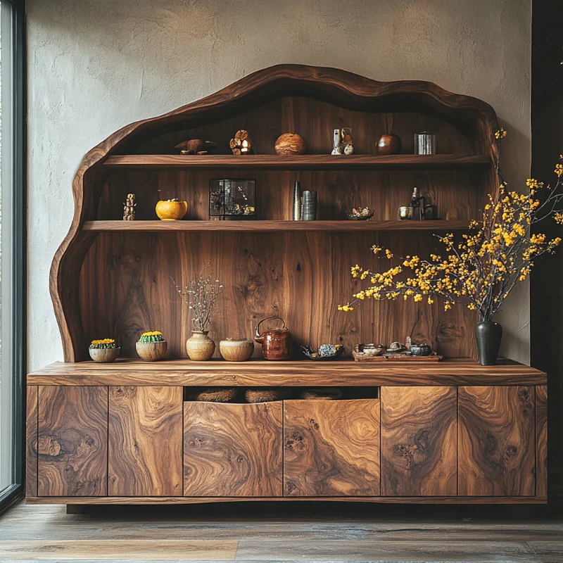 

Log wind dining side cabinet Solid wood TV cabinet Living room against the wall B & B locker Tea cabinet Wabi Sansan