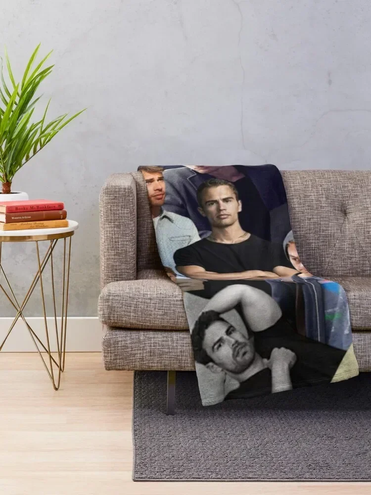 Theo James photo collage Throw Blanket Plush for sofa Picnic Multi-Purpose Blankets