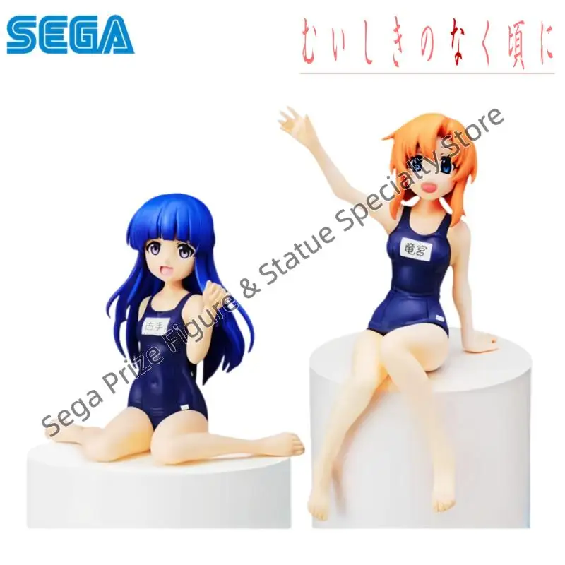 Sega In Stock Original Box Model Higurashi When They Cry Rika Furude Rena Ryugu Swimsuit Ver Sitting Anime Collectible Figure