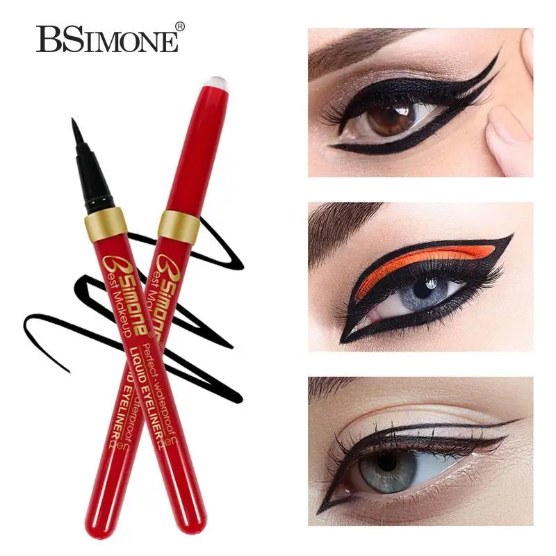 Delineador de Ojos Negro Impermeable BSIMONE, Secado Rápido, Larga Duración, Mate, Suave, Fácil de Colorear, Delineador Líquido, Maquillaje, Cosméticos