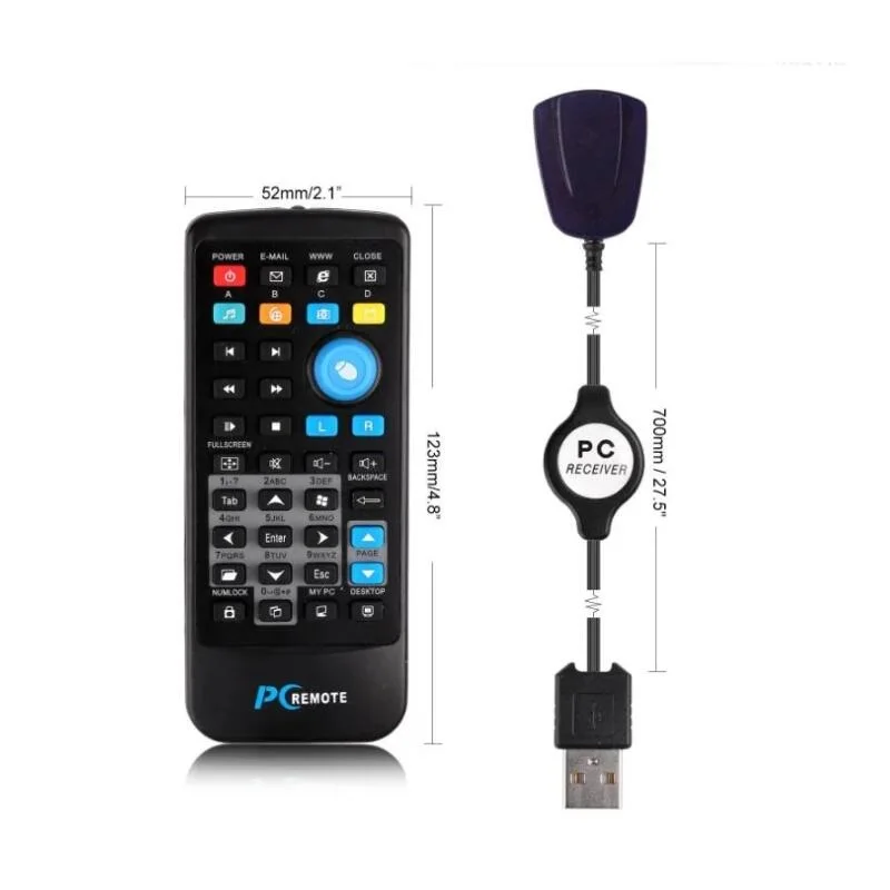 New Wireless PC Mouse Remote Control Controller USB Receiver IR Remote Control for Laptop PC Computer Center Windows 7 8 10 Xp