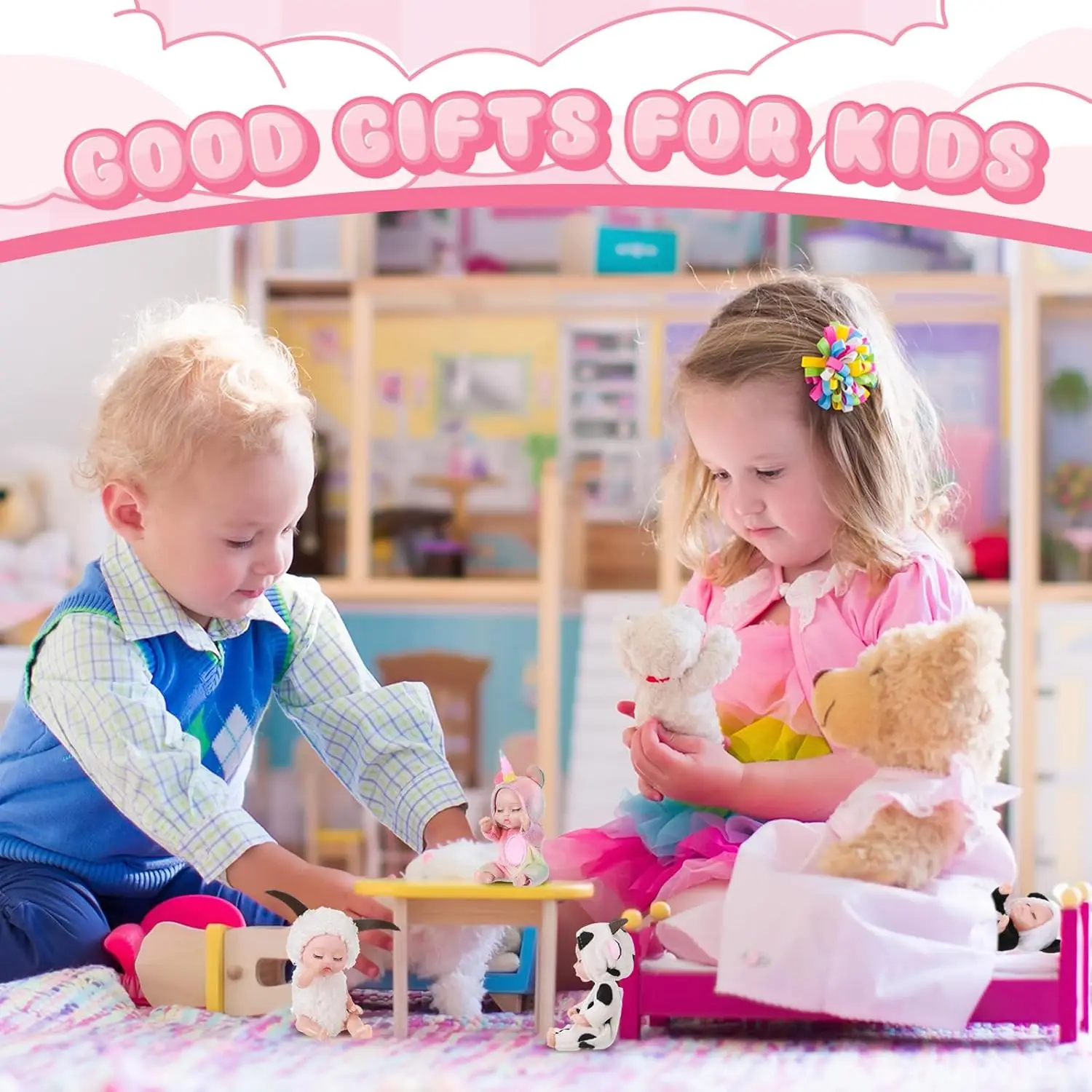 6 Piece Set Mini Baby Doll 4.6 Inch Easter Rebirth Simulation Baby Doll Birthday Bjd Doll Girl Christmas Birthday Gift Set Box