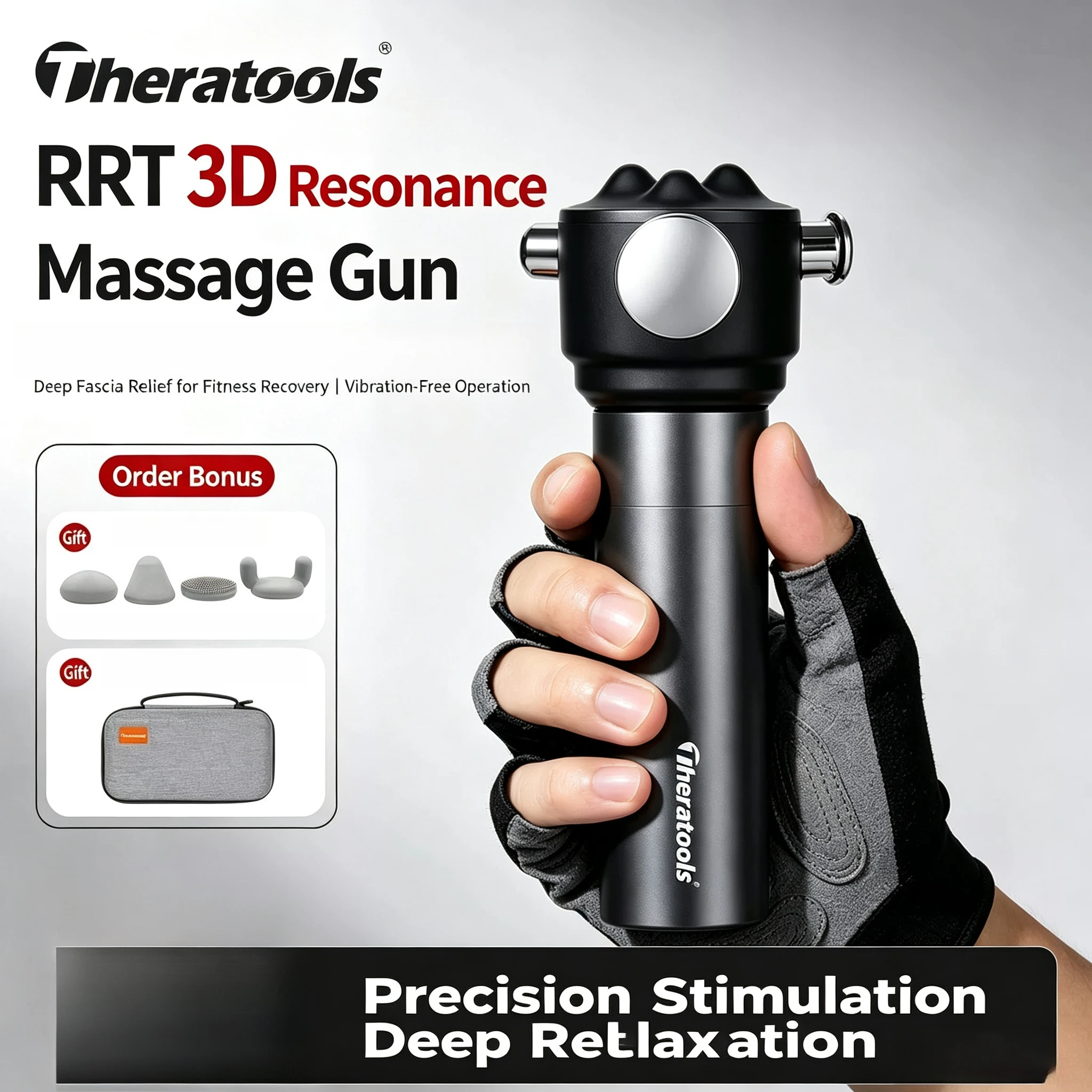 RRT Fascia Gun, 3D Resonance Massage Gun for Neck & Shoulder Muscle Relaxation, Professional Electric Massager for Home Use