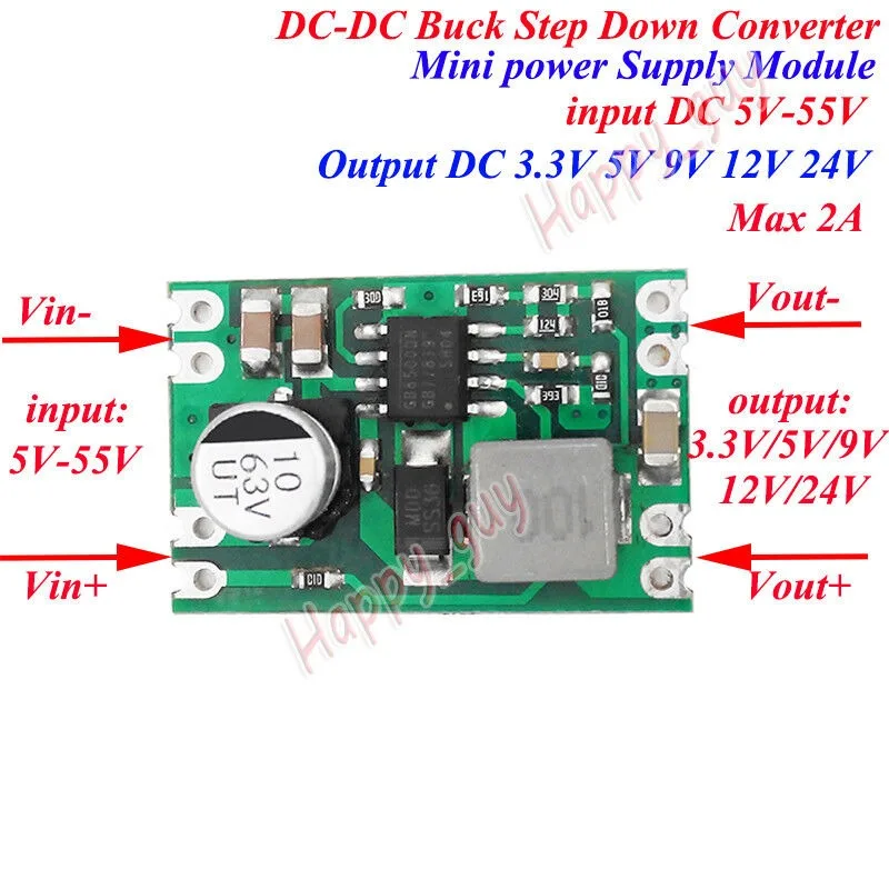 Mini DC-DC Step Down Voltage Converter DC 5V-55V To 3.3V 5V 6V 9V 12V 24V Mini Buck Volt Regulator Power Supply Module