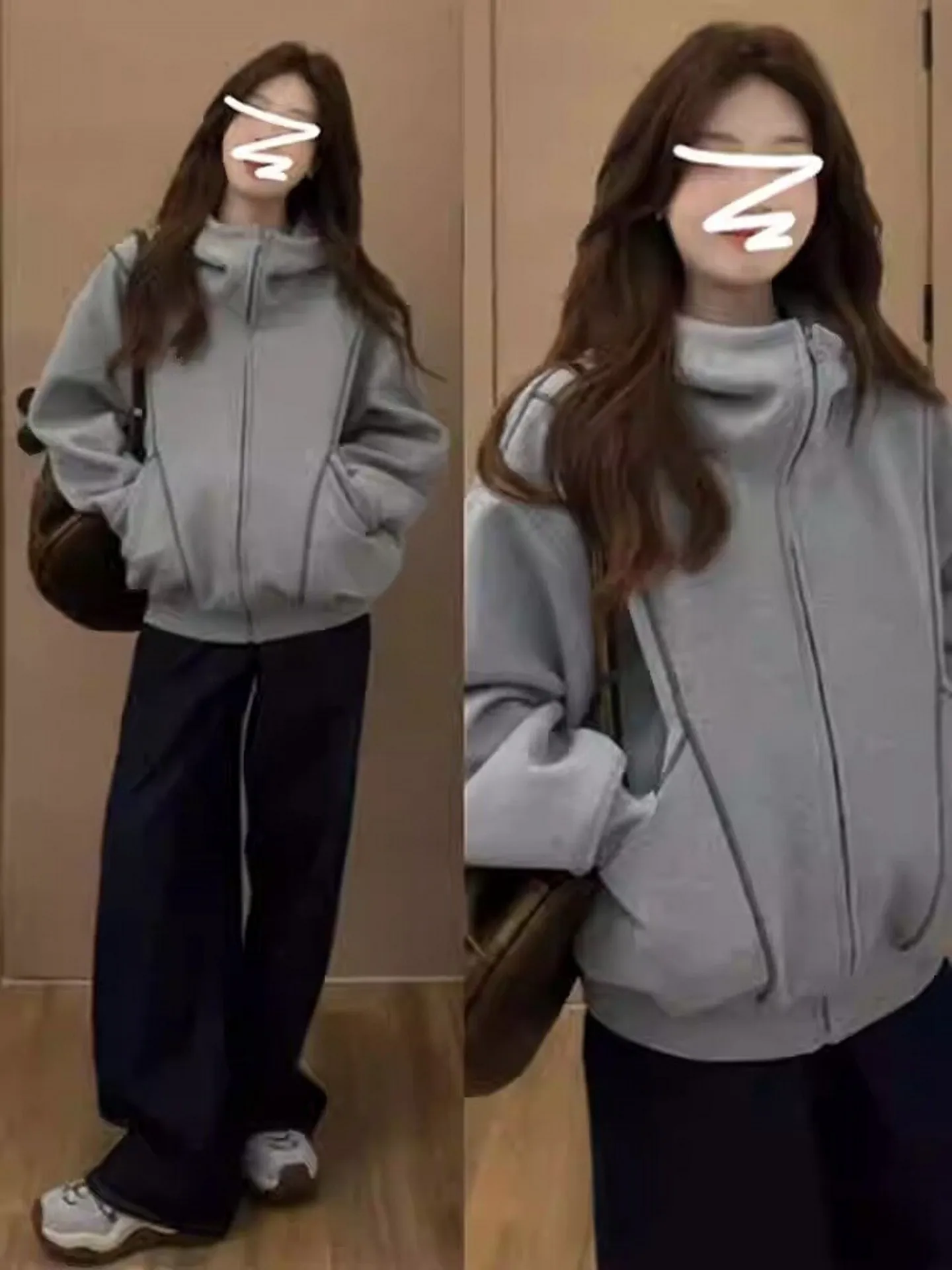 Dames Fce gevoerde hoodie Jaet Baseball Sle Thi Casual top losse luie mode herfst winter nieuwe collectie ritssluiting