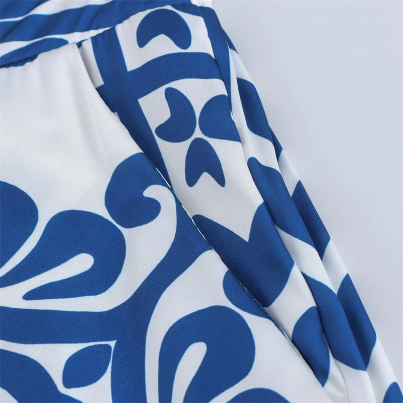 KEYANKETIAN 2026 ربيع جديد نمط العرقية الطوطم طباعة المرأة مستقيم الساق السراويل مرونة الخصر مطوي الديكور بنطلون طويل