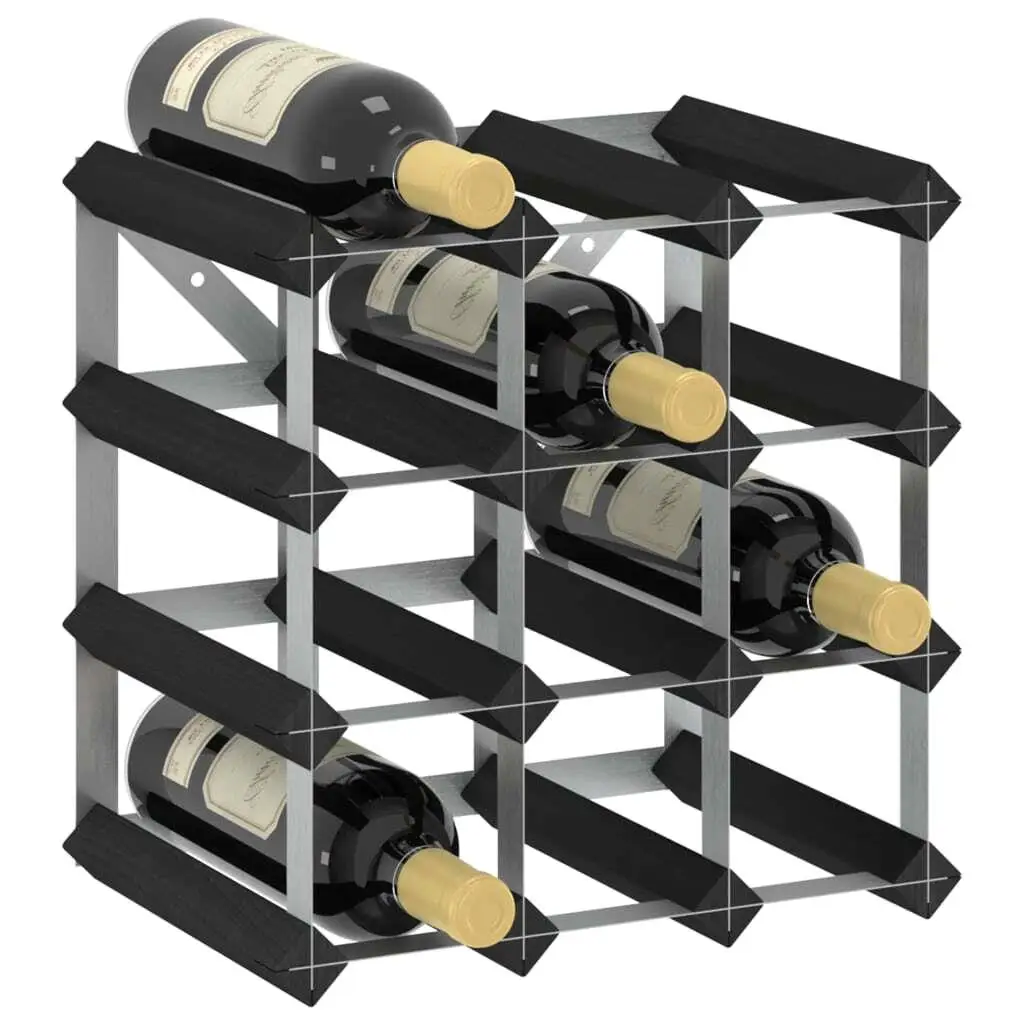 

Black Solid Pine Wood Wine Rack Holds for 12 Bottles - Stylish & Sturdy Storage Solution