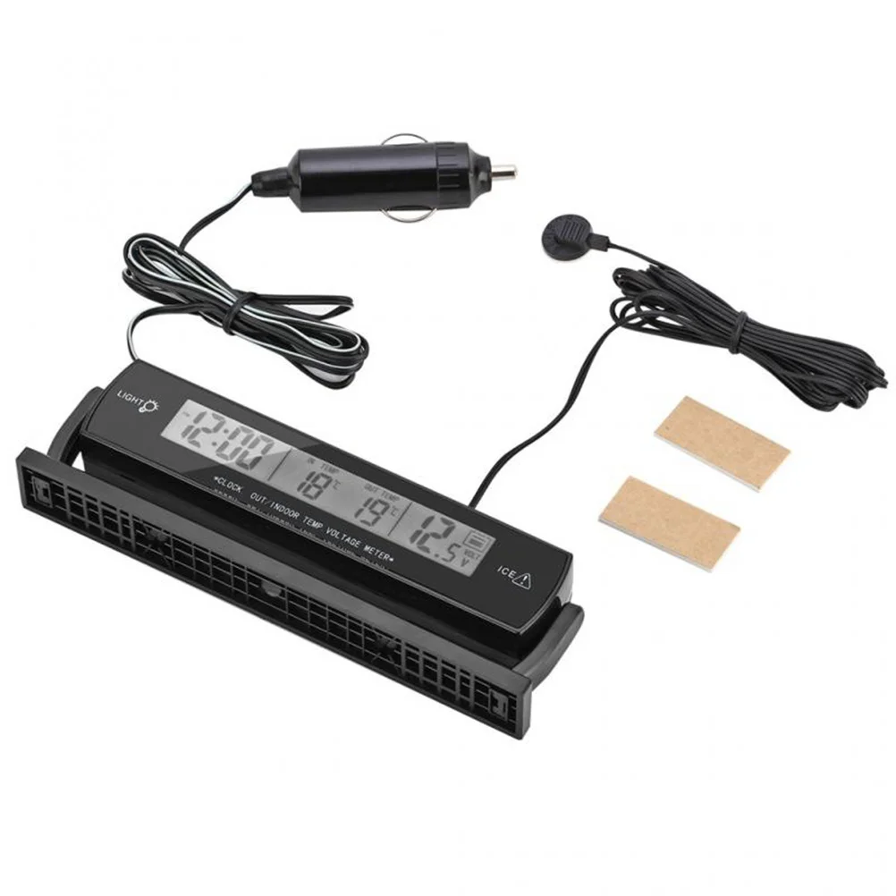 

Electronic Blue Back-Light Car Voltage Temperature Meter Digital Clock Vehicle Thermometer Automotive Indoor Outdoor Voltage