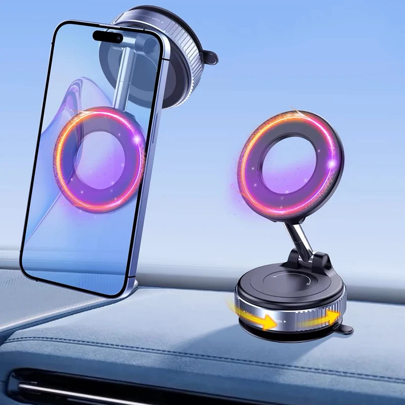 

360° Adjustable Vacuum Magnetic Phone Holder With Suction Cup Magsafe Car Mount Phone Grip For iPhone 17 16 15 14 13 12 Pro Max